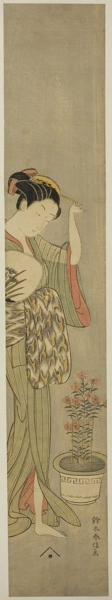 Beauty Adjusting Her Hairpin, c. 1768/69. Creator: Suzuki Harunobu