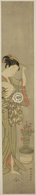 Beauty Adjusting Her Hairpin, c. 1768/69. Creator: Suzuki Harunobu.