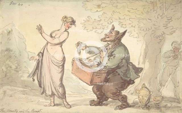 Beauty and the Beast, 18th-19th century. Creator: Attributed to Thomas Rowlandson.