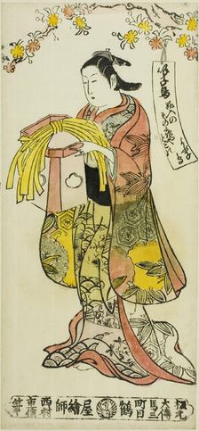 Beauty Carrying a Wedding Decoration, c. 1735. Creator: Nishimura Shigenobu