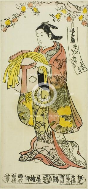 Beauty Carrying a Wedding Decoration, c. 1735. Creator: Nishimura Shigenobu.