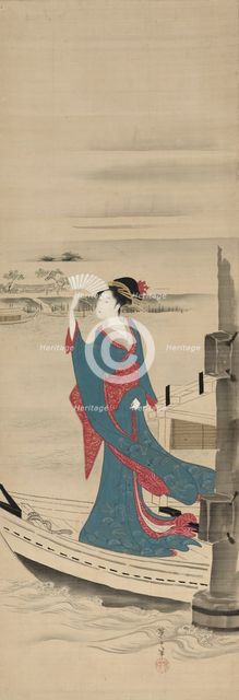 Beauty in a Boat on Sumida River, late 1700s-early 1800s. Creator: Ch?bunsai Eishi (Japanese, 1756-1829).