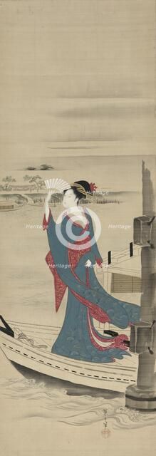 Beauty in a Boat on Sumida River, late 1700s-early 1800s. Creator: Ch?bunsai Eishi (Japanese, 1756-1829).