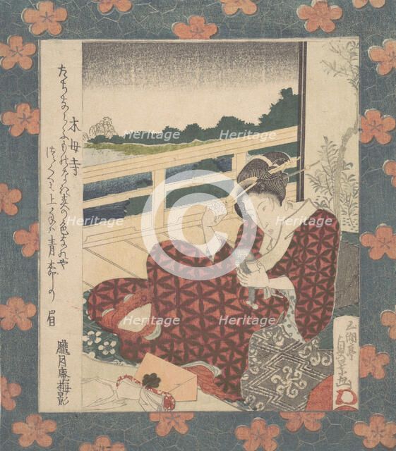 Beauty Looking at Her Image in a Mirror, ca. 1840. Creator: Utagawa Sadakage.