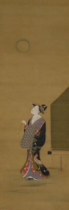 Beauty Looking at the Moon, 18th century. Creator: Katsukawa Shuncho