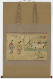 Beauty reclining as visitors approach, Edo period, late 17th-early 18th century. Creator: Tamura Suio