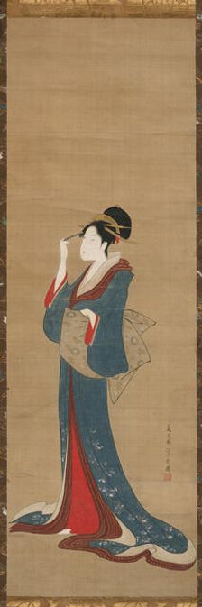 Beauty Replacing Her Hairpin, Edo period, 1798. Creator: Hosoda Eishi