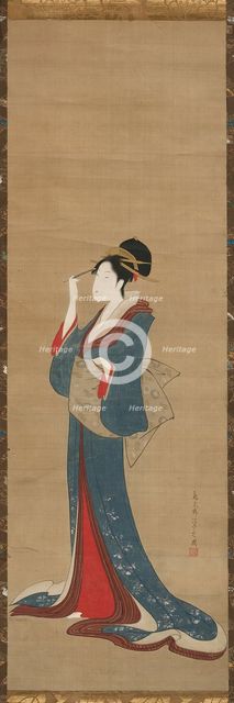 Beauty Replacing Her Hairpin, Edo period, 1798. Creator: Hosoda Eishi.