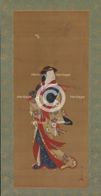 Beauty with Butterflies, 18th century. Creator: Shunsho.