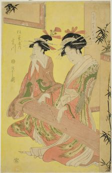 Beauties Parodying the Seven Sages - A Selection of Younger Courtesans..., c. 1793. Creator: Hosoda Eishi