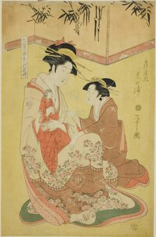 Beauties Parodying the Seven Sages - A Selection of Younger Courtesans..., c. 1793. Creator: Hosoda Eishi