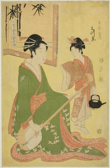 Beauties Parodying the Seven Sages - A Selection of Younger Courtesans..., c. 1793. Creator: Hosoda Eishi