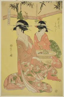 Beauties Parodying the Seven Sages - A Selection of Younger Courtesans..., c. 1793. Creator: Hosoda Eishi