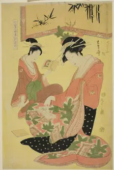 Beauties Parodying the Seven Sages - A Selection of Younger Courtesans..., c. 1793. Creator: Hosoda Eishi