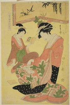 Beauties Parodying the Seven Sages - A Selection of Younger Courtesans..., c. 1793. Creator: Hosoda Eishi