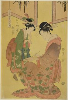 Beauties Parodying the Seven Sages - A Selection of Younger Courtesans..., c. 1793. Creator: Hosoda Eishi