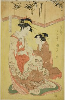 Beauties Parodying the Seven Sages - A Selection of Younger Courtesans..., c. 1793. Creator: Hosoda Eishi