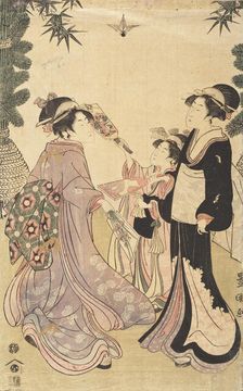 Beauties Playing Battledore and Shuttlecock, c1805. Creator: Utagawa Toyokuni I