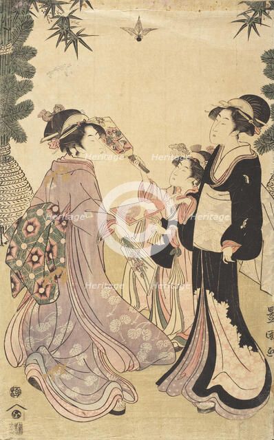 Beauties Playing Battledore and Shuttlecock, c1805. Creator: Utagawa Toyokuni I.