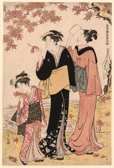 Beauties Under a Maple Tree, from the series "A Collection of Contemporary Beauties..., c. 1784. Creator: Torii Kiyonaga