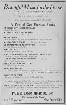 Beautiful music for the home from the leading Colored publishers; The Pace & Handy Music, 1918-1922. Creator: Unknown