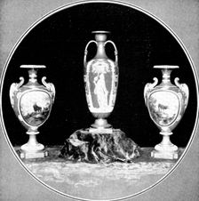 Beautiful examples of the potter's craft: a fine pair of Worcester vases and a..."Solon" vase, 1909. Creator: Unknown