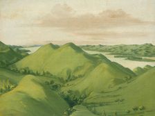 Beautiful Grassy Bluffs, 110 Miles above St. Louis, 1832. Creator: George Catlin