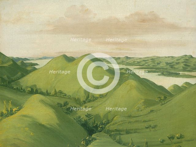 Beautiful Grassy Bluffs, 110 Miles above St. Louis, 1832. Creator: George Catlin.