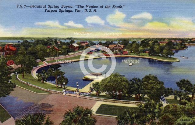 'Beautiful Spring Bayou, the Venice of the South, Tarpon Springs, Florida, USA', 1940. Artist: Unknown