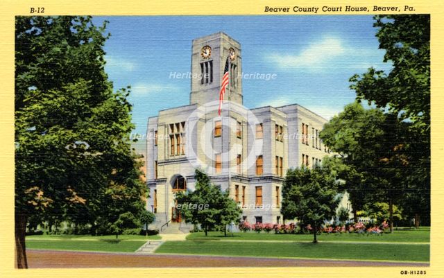 Beaver County Court House, Beaver, Pennsylvania, USA, 1940. Artist: Unknown