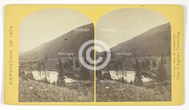 Beaver Lake, Conejos Cañon, Colorado, 9.000 feet above sea-level, and 30 miles from mouth..., 1874. Creator: Tim O'Sullivan.
