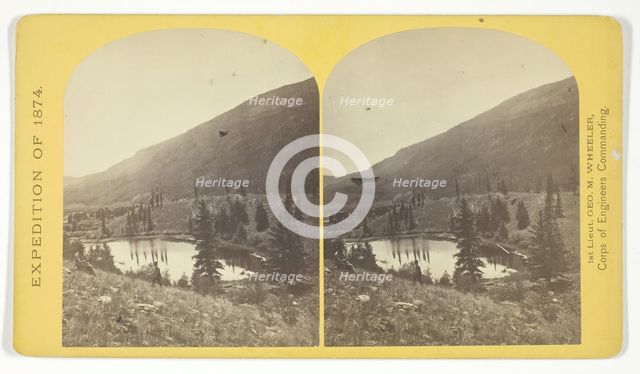 Beaver Lake, Conejos Cañon, Colorado, 9.000 feet above sea-level, and 30 miles from mouth..., 1874. Creator: Tim O'Sullivan.