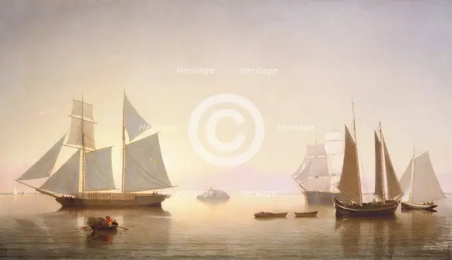 Becalmed off Halfway Rock, 1860. Creator: Fitz Hugh Lane.