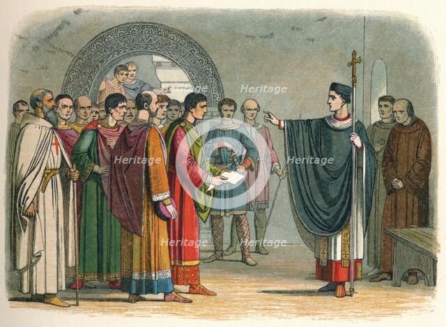 'Becket forbids the Earl of Leicester to pass sentence on him', 1162 (1864). Artist: James William Edmund Doyle.