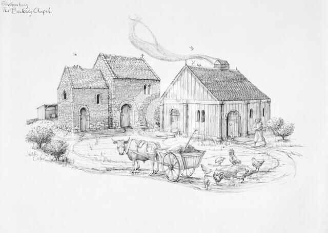 Beckery Chapel, Glastonbury, c5th-6th century, (1990-2010). Artist: Judith Dobie.