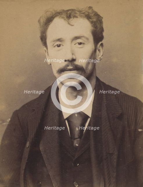 Becu. Lucien. 27 ans, né à la Conté d'Abigny (Pas-de-Calais). Garçon de café. Pas de motif..., 1894. Creator: Alphonse Bertillon.