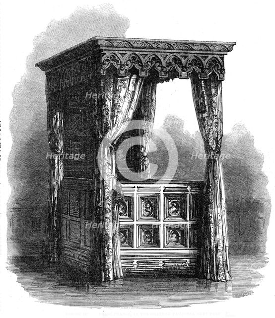 Bed of Henry IV. of France, in the Chateau Pau, 1861. Creator: Unknown.
