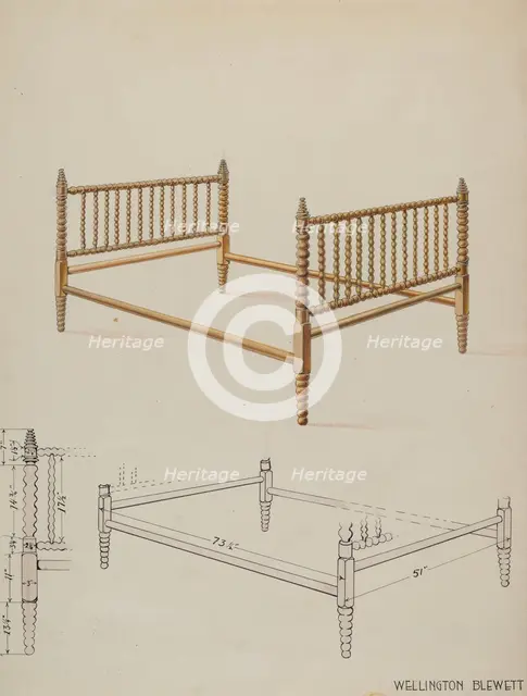 Bed, c. 1936. Creator: Wellington Blewett.