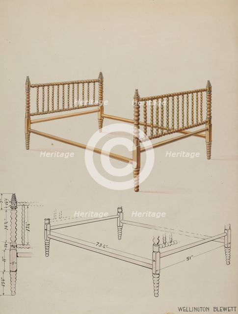 Bed, c. 1936. Creator: Wellington Blewett.