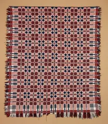 Bed Cover (Overshot Coverlet), 1825-1850. Creator: Unknown