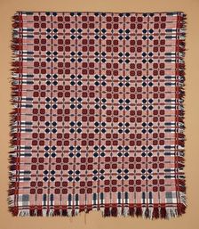 Bed Cover (Overshot Coverlet), 1825-1850. Creator: Unknown