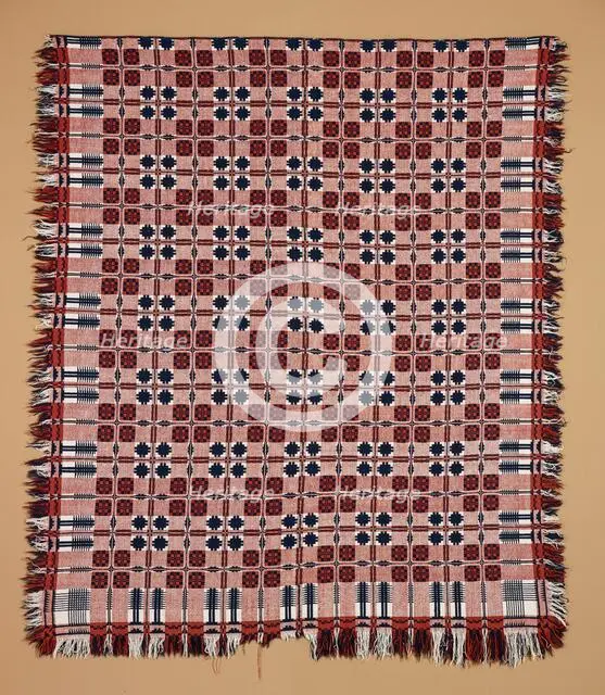 Bed Cover (Overshot Coverlet), 1825-1850. Creator: Unknown.