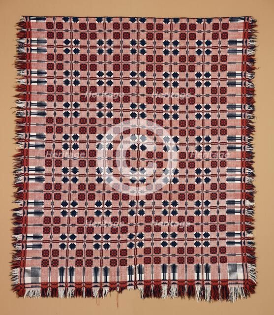 Bed Cover (Overshot Coverlet), 1825-1850. Creator: Unknown.