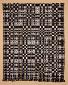 Bed Cover (Overshot Coverlet), about 1800-1850. Creator: Unknown