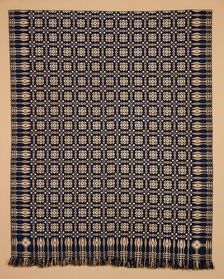 Bed Cover (Overshot Coverlet), about 1800-1850. Creator: Unknown