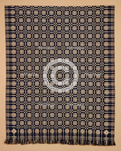 Bed Cover (Overshot Coverlet), about 1800-1850. Creator: Unknown.