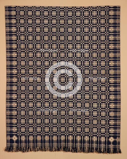 Bed Cover (Overshot Coverlet), about 1800-1850. Creator: Unknown.