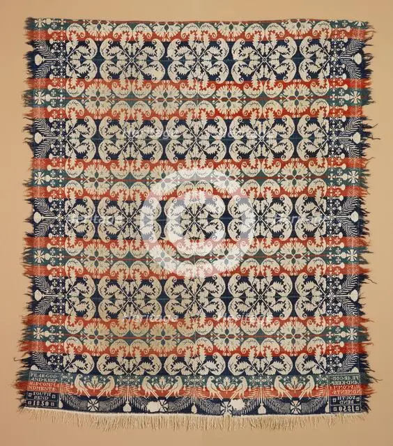Bed Cover (Coverlet), 1850. Creators: Daniel Fisher, Levi Fisher.