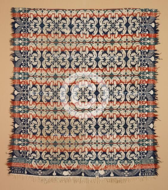 Bed Cover (Coverlet), 1850. Creators: Daniel Fisher, Levi Fisher.