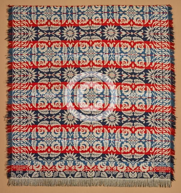Bed Cover (Jacquard Coverlet), 1841. Creator: Peter Hartman.